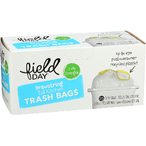 Field Day Drawstring Tall Kitchen Trash Bags--20 Box
