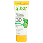 alba botanica fragrance free mineral sunblock spf 30 bottle 4 oz