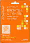 andalou naturals brightening instant brighten and tighten hydro serum facial mask .6 oz