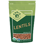 Bag of lentils zip resealable package with certifications non-GMO verifiec and organic "Lentils"