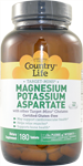 Country Life Magnesium and Potassium Aspartate 180 Tablets