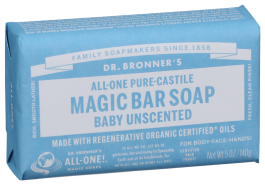 Dr. Bronners Hemp Baby Unscented Pure Castile Bar Soap Bar-5 Oz
